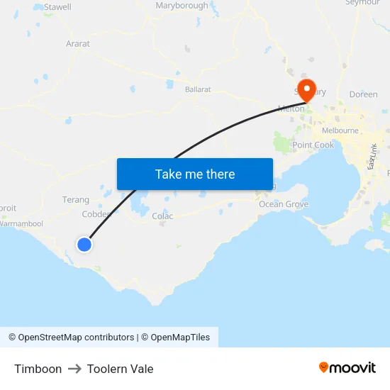 Timboon to Toolern Vale map