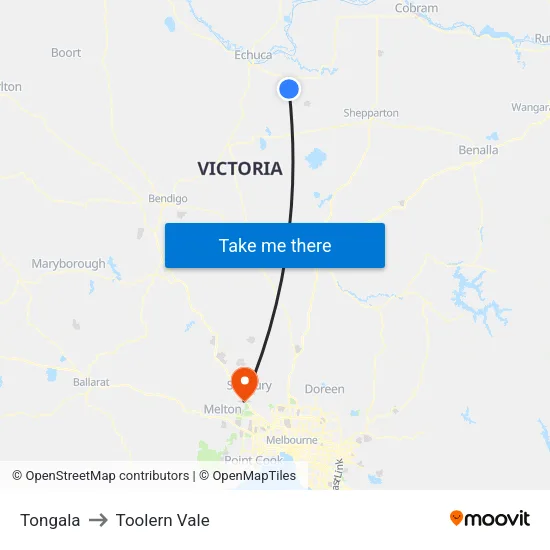 Tongala to Toolern Vale map
