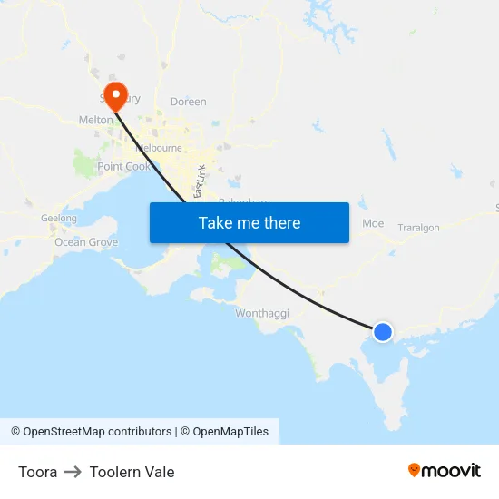 Toora to Toolern Vale map