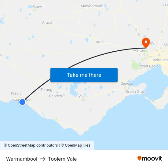 Warrnambool to Toolern Vale map