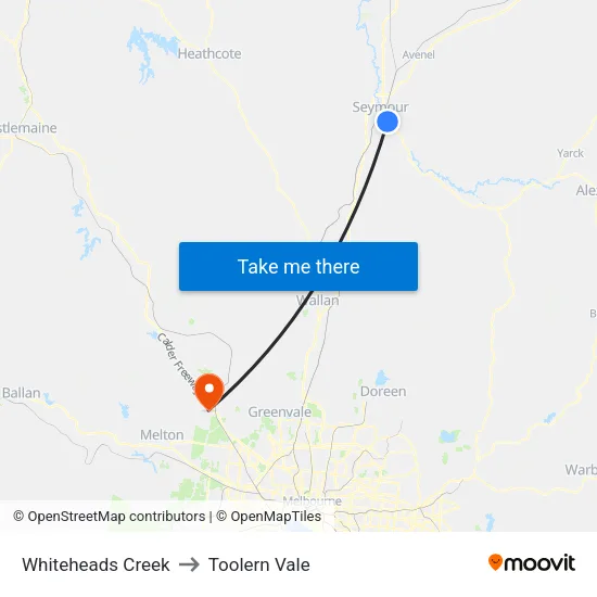 Whiteheads Creek to Toolern Vale map