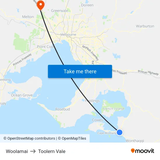Woolamai to Toolern Vale map