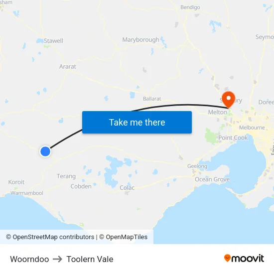 Woorndoo to Toolern Vale map