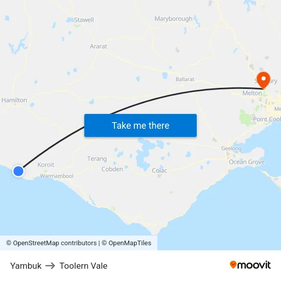 Yambuk to Toolern Vale map