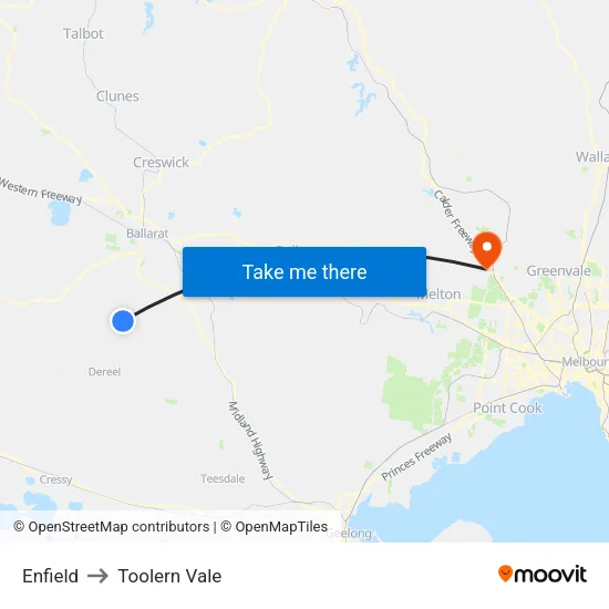 Enfield to Toolern Vale map