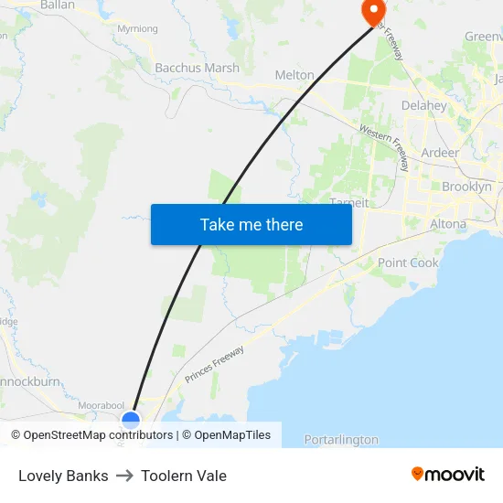 Lovely Banks to Toolern Vale map