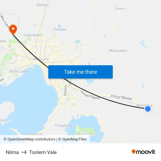 Nilma to Toolern Vale map