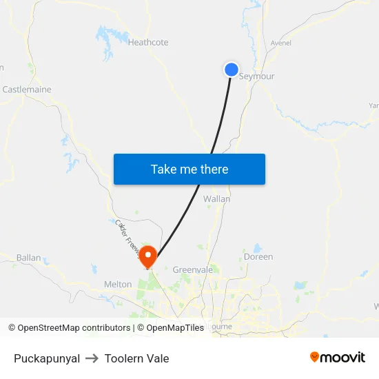 Puckapunyal to Toolern Vale map
