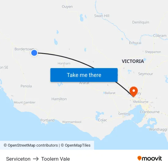 Serviceton to Toolern Vale map
