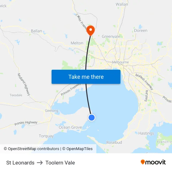 St Leonards to Toolern Vale map