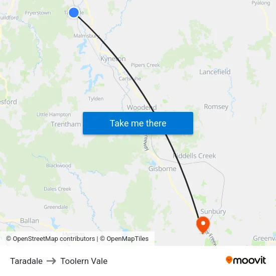 Taradale to Toolern Vale map