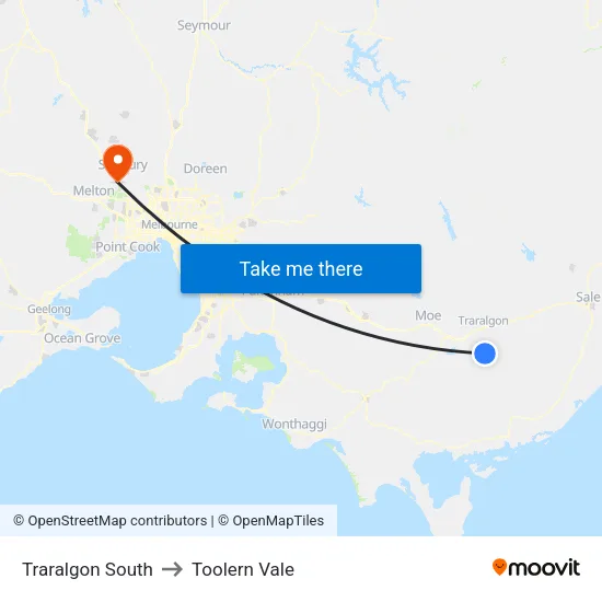 Traralgon South to Toolern Vale map