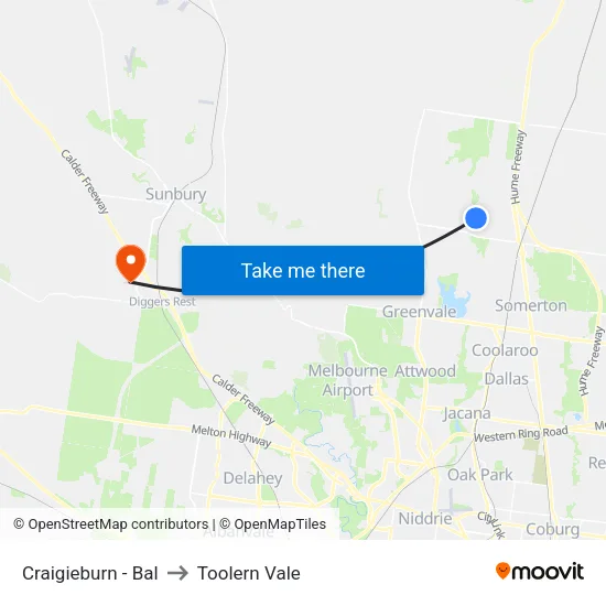 Craigieburn - Bal to Toolern Vale map
