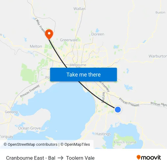 Cranbourne East - Bal to Toolern Vale map