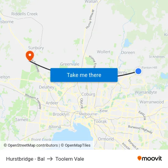 Hurstbridge - Bal to Toolern Vale map