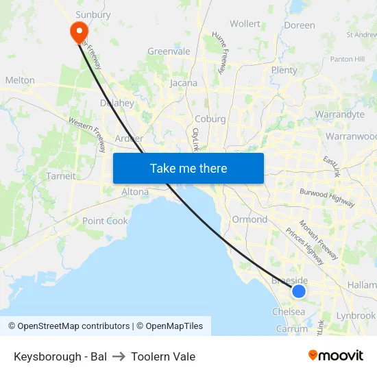 Keysborough - Bal to Toolern Vale map