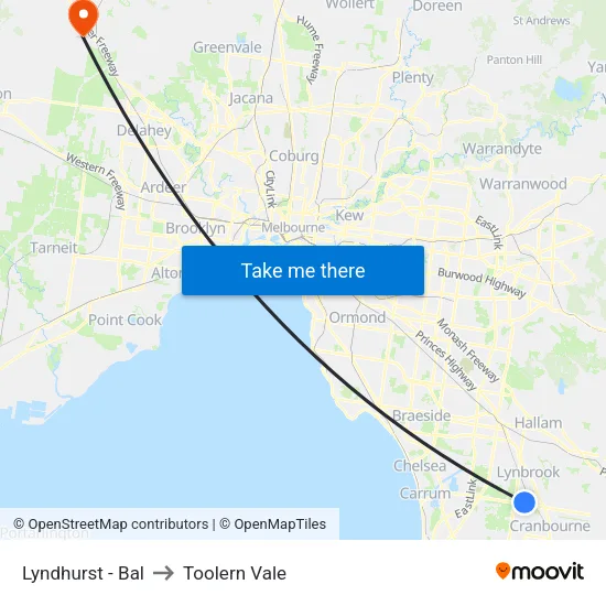 Lyndhurst - Bal to Toolern Vale map
