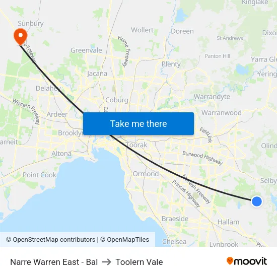 Narre Warren East - Bal to Toolern Vale map