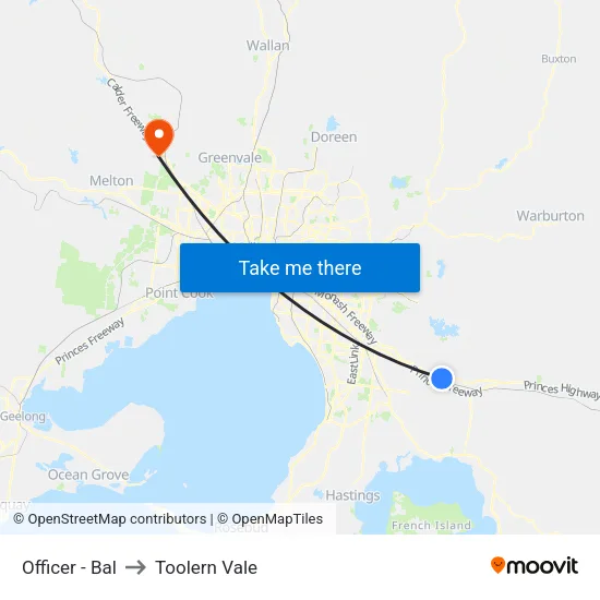 Officer - Bal to Toolern Vale map