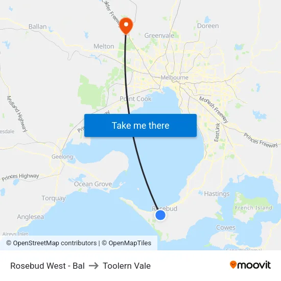 Rosebud West - Bal to Toolern Vale map