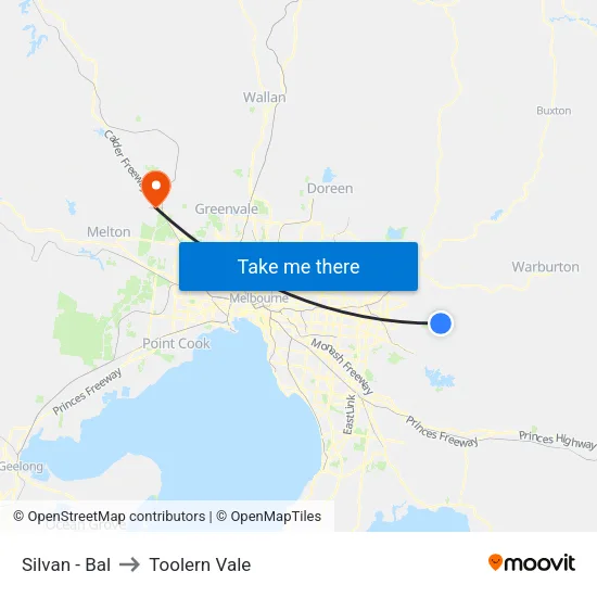 Silvan - Bal to Toolern Vale map