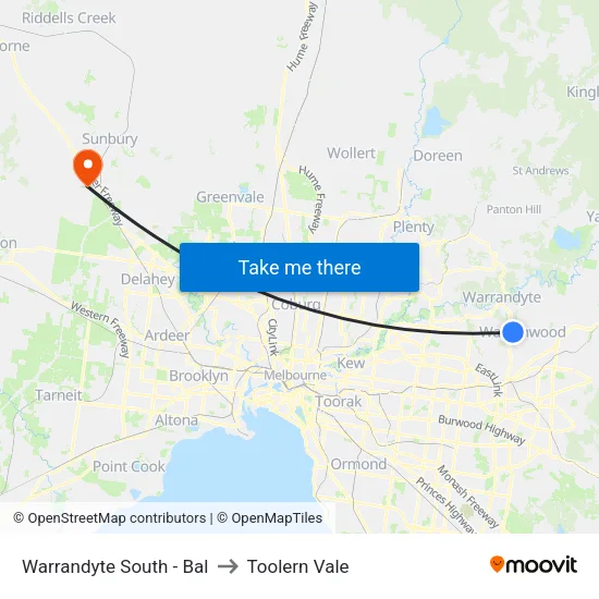 Warrandyte South - Bal to Toolern Vale map