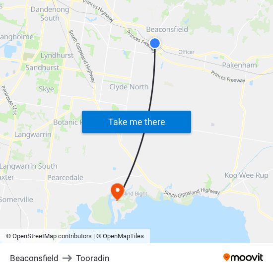 Beaconsfield to Tooradin map