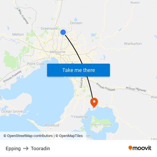 Epping to Tooradin map