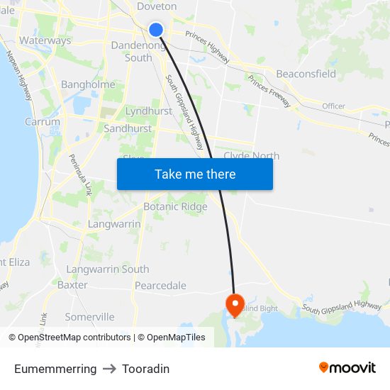 Eumemmerring to Tooradin map