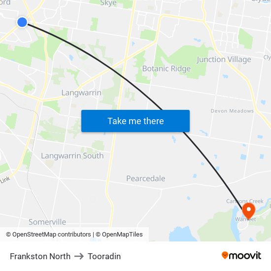 Frankston North to Tooradin map