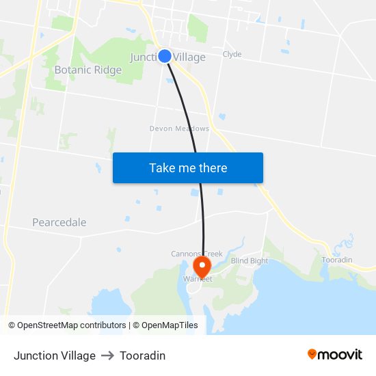 Junction Village to Tooradin map