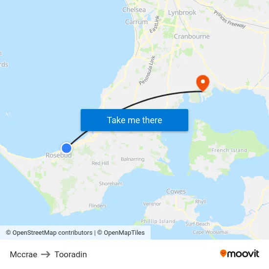 Mccrae to Tooradin map