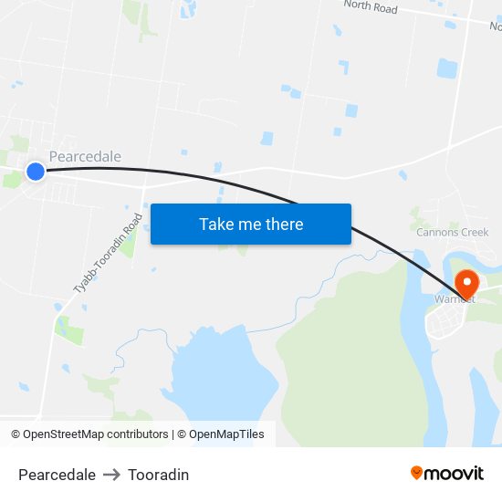 Pearcedale to Tooradin map