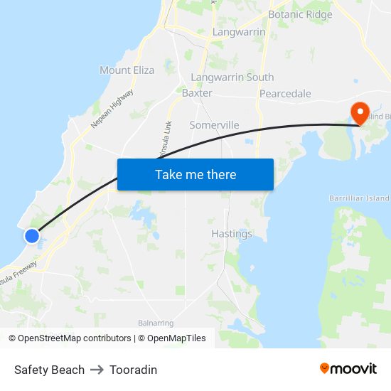 Safety Beach to Tooradin map