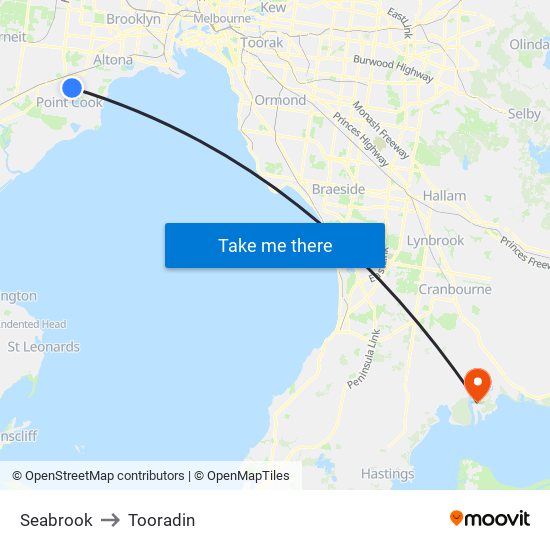 Seabrook to Tooradin map