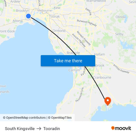 South Kingsville to Tooradin map