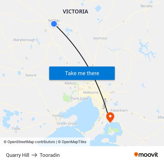 Quarry Hill to Tooradin map