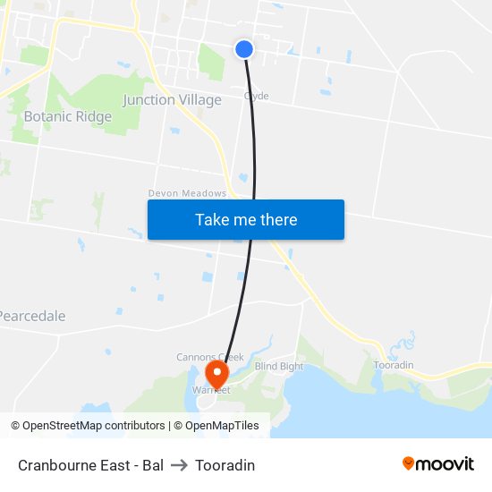 Cranbourne East - Bal to Tooradin map