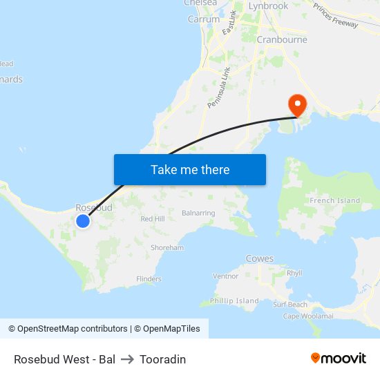 Rosebud West - Bal to Tooradin map