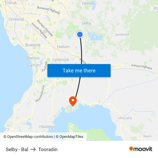 Selby - Bal to Tooradin map