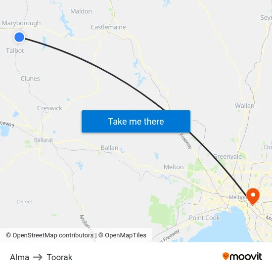 Alma to Toorak map