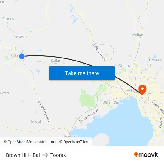Brown Hill - Bal to Toorak map