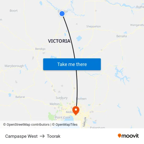 Campaspe West to Toorak map