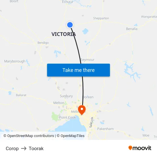 Corop to Toorak map