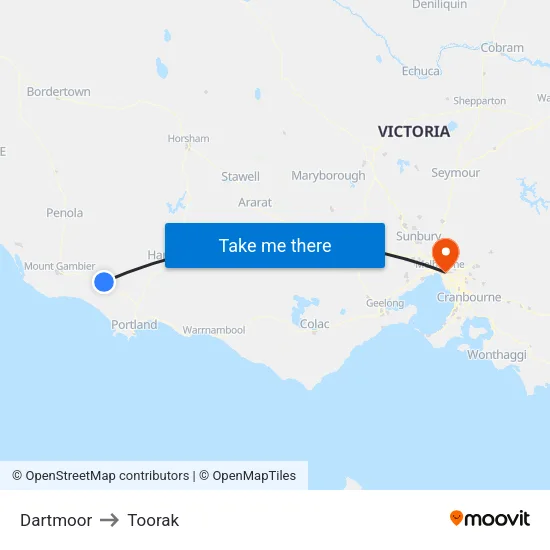 Dartmoor to Toorak map