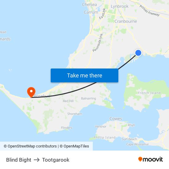 Blind Bight to Tootgarook map