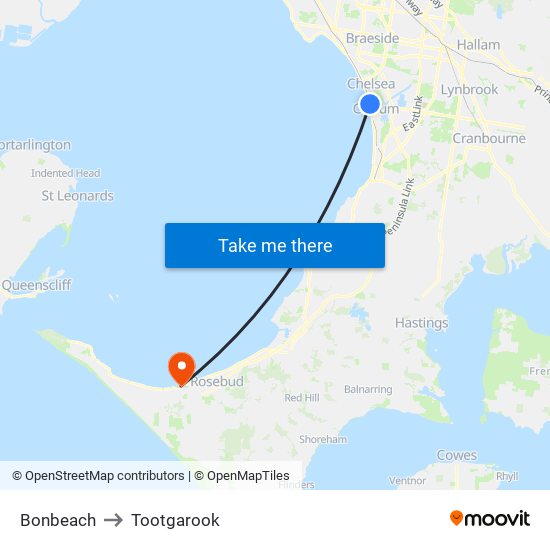 Bonbeach to Tootgarook map