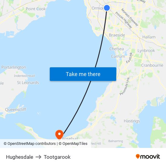 Hughesdale to Tootgarook map