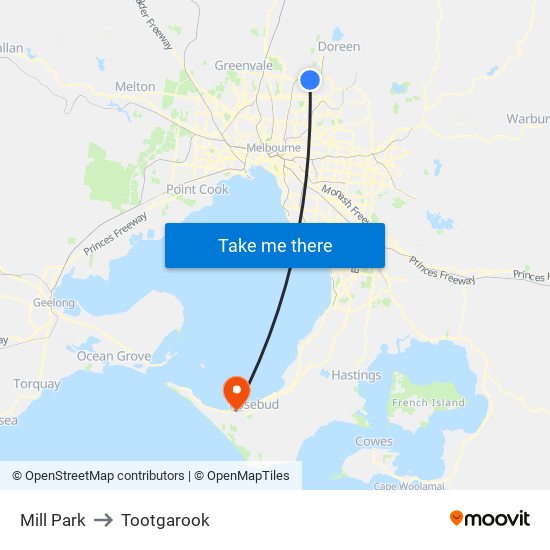 Mill Park to Tootgarook map