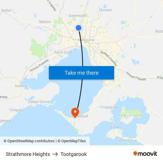 Strathmore Heights to Tootgarook map